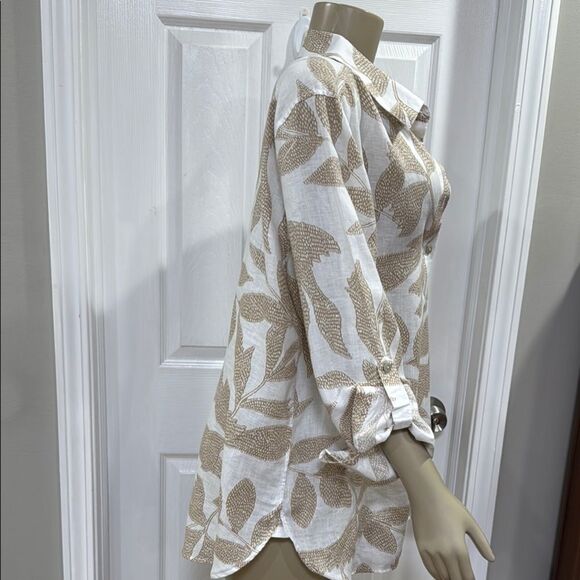 CHICO’S LINEN ETCHED LEAF TUNIC - Picture 5 of 8